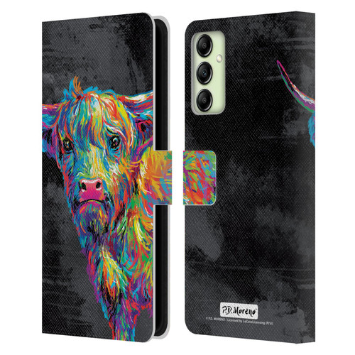 P.D. Moreno Animals II Reuben The Highland Cow Leather Book Wallet Case Cover For Samsung Galaxy A14 5G