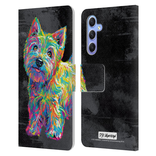P.D. Moreno Animals II Marvin The Westie Dog Leather Book Wallet Case Cover For Samsung Galaxy A34 5G