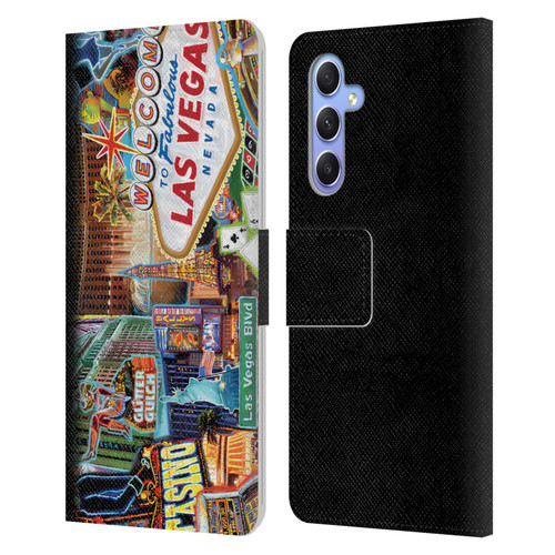 P.D. Moreno Cities Las Vegas 1 Leather Book Wallet Case Cover For Samsung Galaxy A34 5G