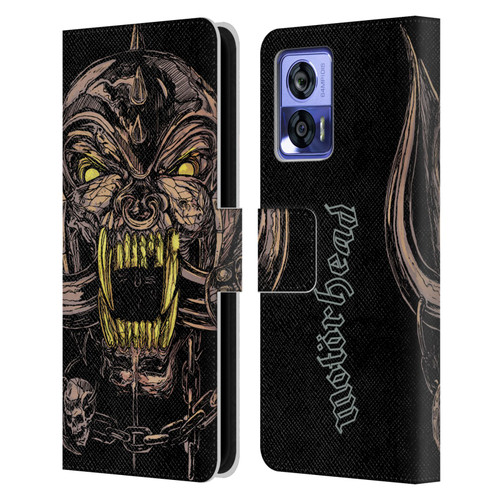 Motorhead Graphics Snaggletooth Leather Book Wallet Case Cover For Motorola Edge 30 Neo 5G