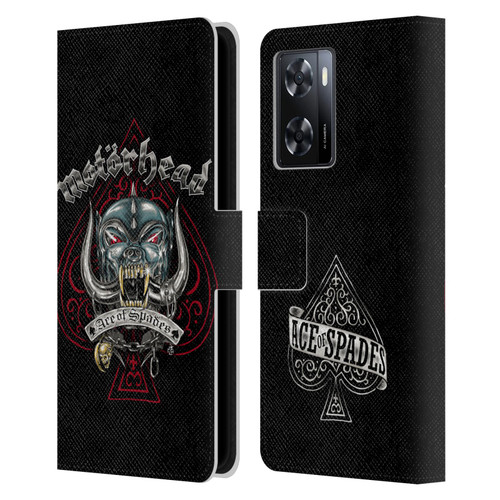 Motorhead Graphics Ace Of Spades Dog Leather Book Wallet Case Cover For OPPO A57s