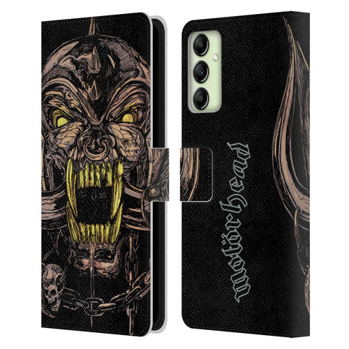 Motorhead Graphics Snaggletooth Leather Book Wallet Case Cover For Samsung Galaxy A14 5G