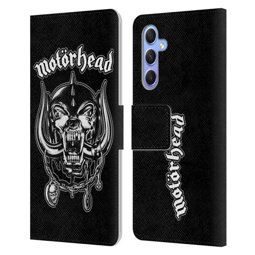 Motorhead Graphics Silver War Pig Leather Book Wallet Case Cover For Samsung Galaxy A34 5G