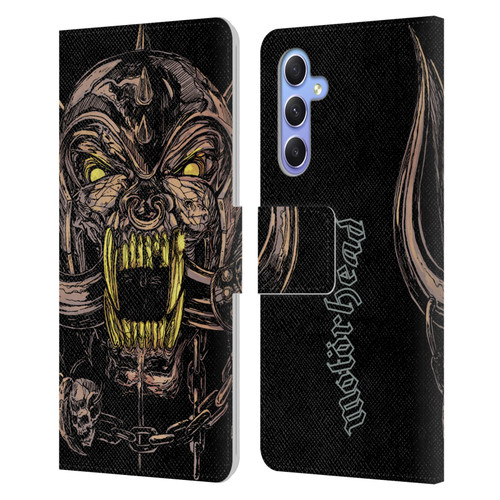 Motorhead Graphics Snaggletooth Leather Book Wallet Case Cover For Samsung Galaxy A34 5G