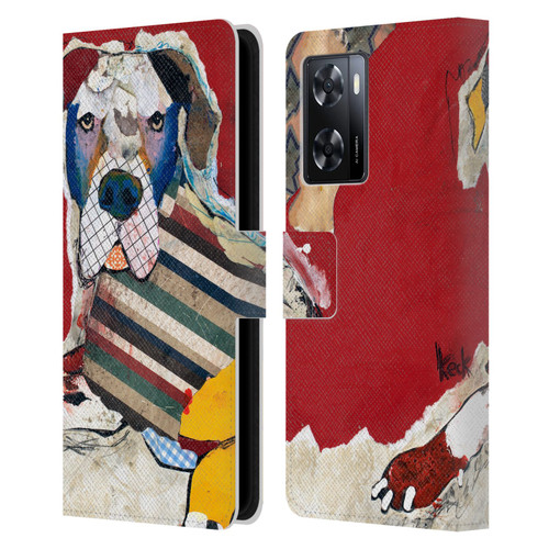 Michel Keck Dogs 2 Great Dane Leather Book Wallet Case Cover For OPPO A57s