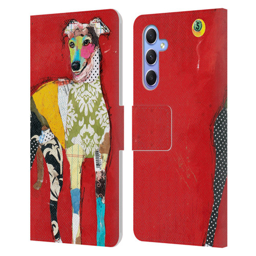 Michel Keck Dogs 2 Greyhound Leather Book Wallet Case Cover For Samsung Galaxy A34 5G