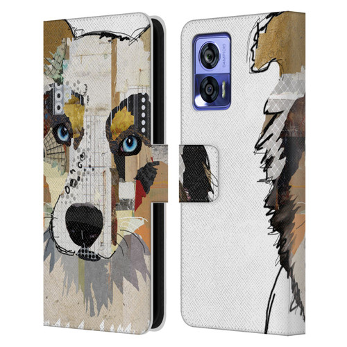 Michel Keck Dogs 3 Australian Shepherd Leather Book Wallet Case Cover For Motorola Edge 30 Neo 5G