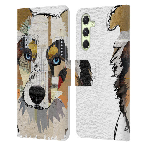 Michel Keck Dogs 3 Australian Shepherd Leather Book Wallet Case Cover For Samsung Galaxy A54 5G
