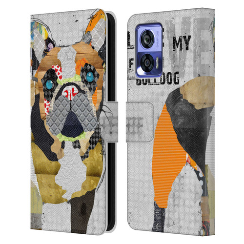 Michel Keck Dogs 4 French Bulldog Leather Book Wallet Case Cover For Motorola Edge 30 Neo 5G