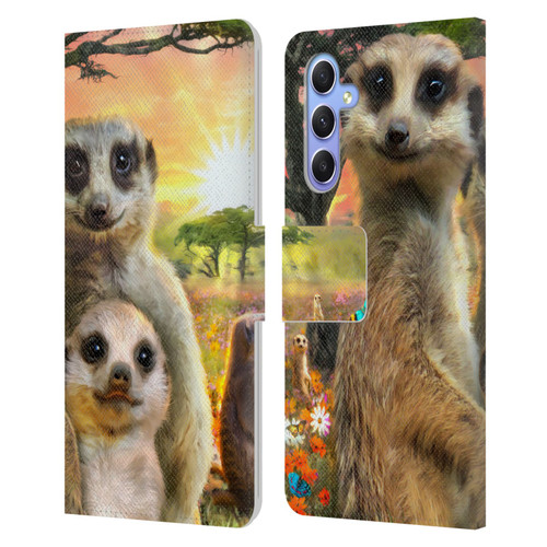 Aimee Stewart Animals Meerkats Leather Book Wallet Case Cover For Samsung Galaxy A34 5G