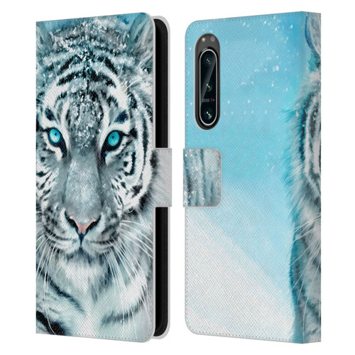 Aimee Stewart Animals White Tiger Leather Book Wallet Case Cover For Sony Xperia 5 IV