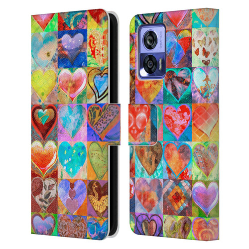 Aimee Stewart Colourful Sweets Hearts Grid Leather Book Wallet Case Cover For Motorola Edge 30 Neo 5G