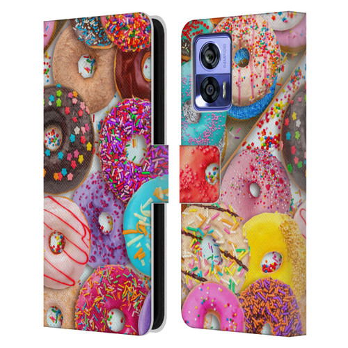 Aimee Stewart Colourful Sweets Donut Noms Leather Book Wallet Case Cover For Motorola Edge 30 Neo 5G