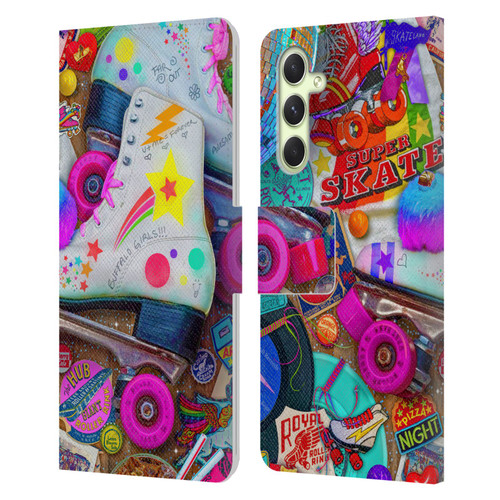 Aimee Stewart Colourful Sweets Skate Night Leather Book Wallet Case Cover For Samsung Galaxy A54 5G