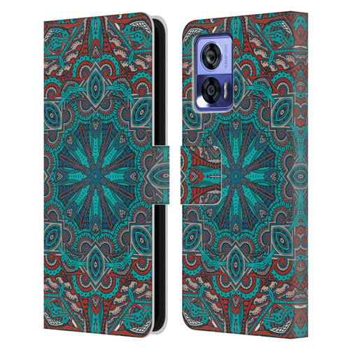 Aimee Stewart Mandala Moroccan Sea Leather Book Wallet Case Cover For Motorola Edge 30 Neo 5G