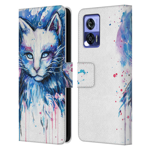 Pixie Cold Cats Space Leather Book Wallet Case Cover For Motorola Edge 30 Neo 5G