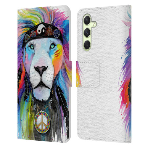 Pixie Cold Cats Hippy Lion Leather Book Wallet Case Cover For Samsung Galaxy A54 5G