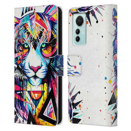 Pixie Cold Cats Shattered Tiger Leather Book Wallet Case Cover For Xiaomi 12 Lite