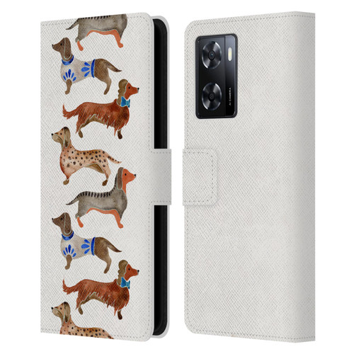 Cat Coquillette Animals Dachshunds Leather Book Wallet Case Cover For OPPO A57s