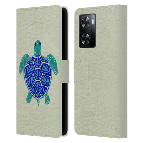 Cat Coquillette Sea Turtle Blue Leather Book Wallet Case Cover For OPPO A57s