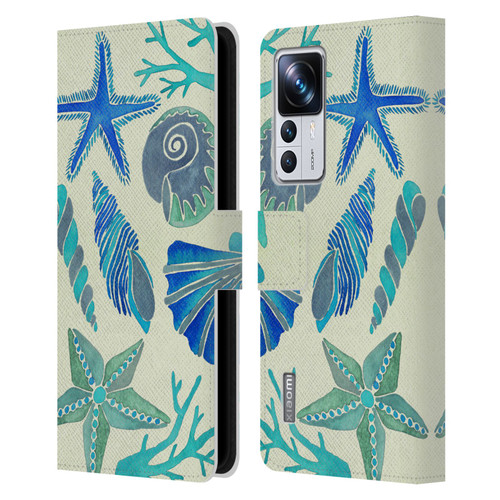 Cat Coquillette Sea Seashells Blue Leather Book Wallet Case Cover For Xiaomi 12T Pro