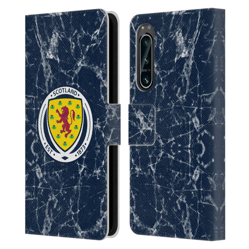 Scotland National Football Team Logo 2 Marble Leather Book Wallet Case Cover For Sony Xperia 5 IV