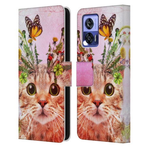 Jena DellaGrottaglia Animals Kitty Leather Book Wallet Case Cover For Motorola Edge 30 Neo 5G