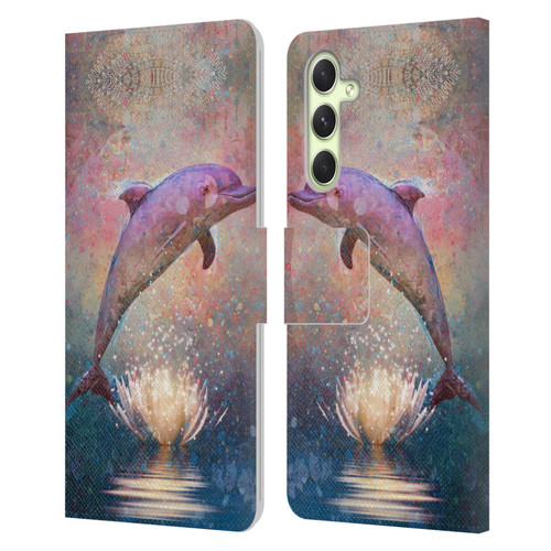 Jena DellaGrottaglia Animals Dolphin Leather Book Wallet Case Cover For Samsung Galaxy A54 5G