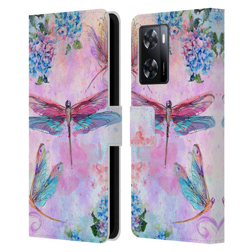 Jena DellaGrottaglia Insects Dragonflies Leather Book Wallet Case Cover For OPPO A57s