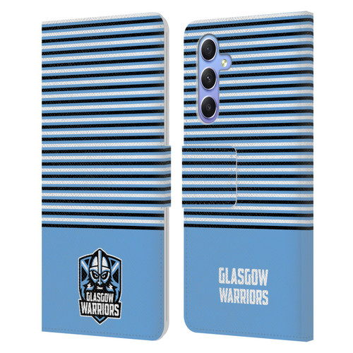 Glasgow Warriors Logo Stripes Blue 2 Leather Book Wallet Case Cover For Samsung Galaxy A34 5G