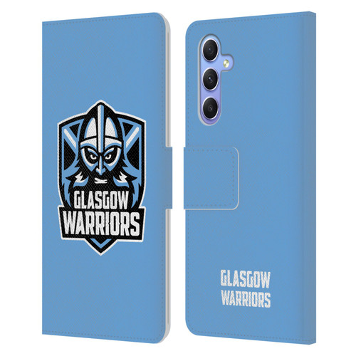 Glasgow Warriors Logo Plain Blue Leather Book Wallet Case Cover For Samsung Galaxy A34 5G
