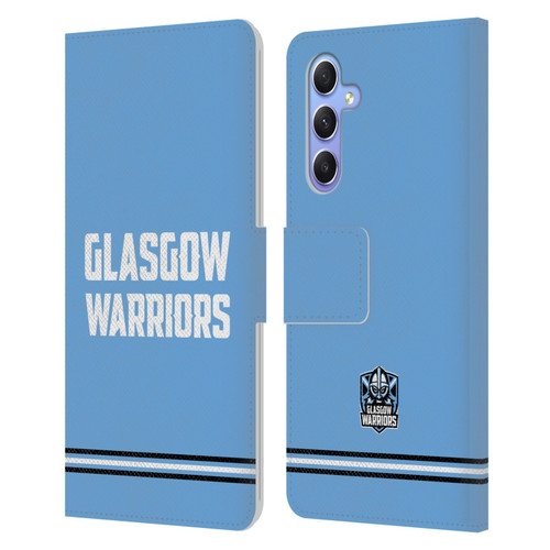 Glasgow Warriors Logo Text Type Blue Leather Book Wallet Case Cover For Samsung Galaxy A34 5G