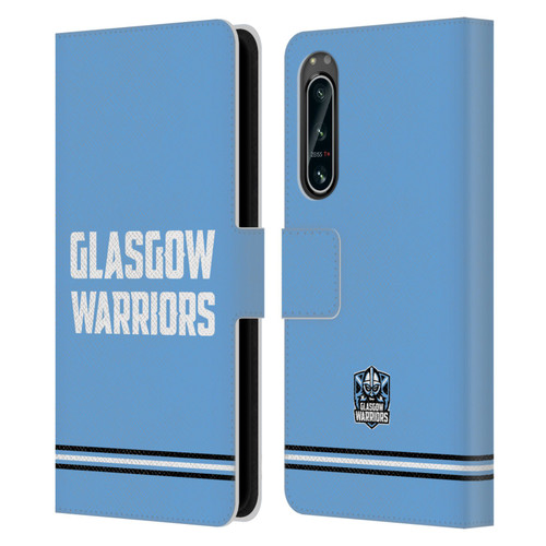 Glasgow Warriors Logo Text Type Blue Leather Book Wallet Case Cover For Sony Xperia 5 IV
