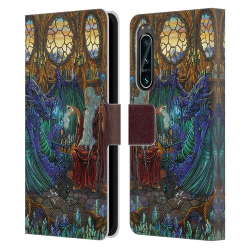 Ed Beard Jr Dragon Friendship Wizard & Dragon Leather Book Wallet Case Cover For Sony Xperia 5 IV