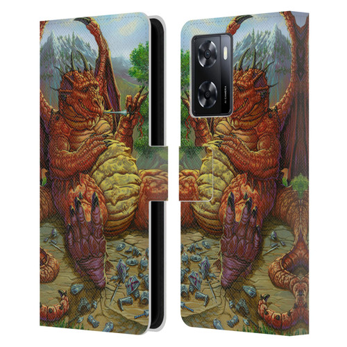 Ed Beard Jr Dragons Lunch With A Toothpick Leather Book Wallet Case Cover For OPPO A57s