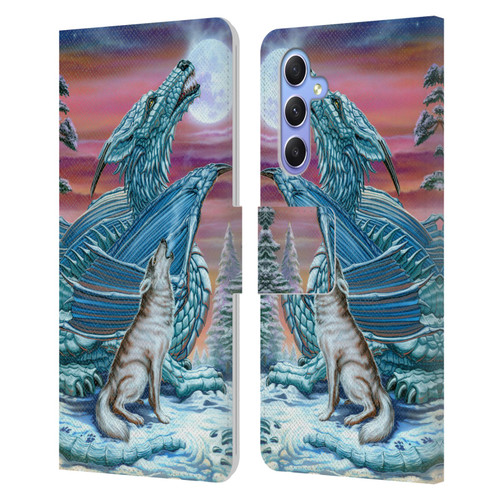 Ed Beard Jr Dragons Moon Song Wolf Moon Leather Book Wallet Case Cover For Samsung Galaxy A34 5G
