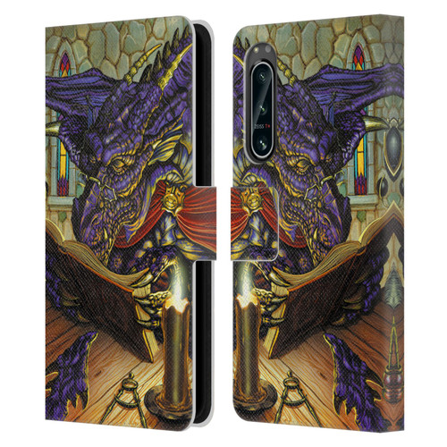 Ed Beard Jr Dragons A Good Book Leather Book Wallet Case Cover For Sony Xperia 5 IV