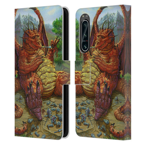 Ed Beard Jr Dragons Lunch With A Toothpick Leather Book Wallet Case Cover For Sony Xperia 5 IV