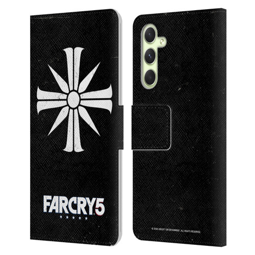 Far Cry 5 Key Art And Logo Distressed Look Cult Emblem Leather Book Wallet Case Cover For Samsung Galaxy A54 5G