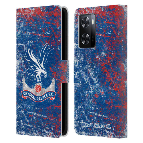 Crystal Palace FC Crest Distressed Leather Book Wallet Case Cover For OPPO A57s