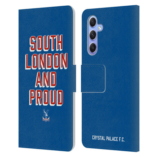 Crystal Palace FC Crest South London And Proud Leather Book Wallet Case Cover For Samsung Galaxy A34 5G