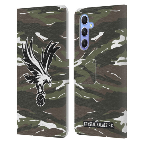 Crystal Palace FC Crest Woodland Camouflage Leather Book Wallet Case Cover For Samsung Galaxy A34 5G