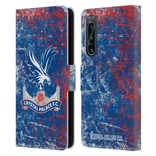 Crystal Palace FC Crest Distressed Leather Book Wallet Case Cover For Sony Xperia 5 IV