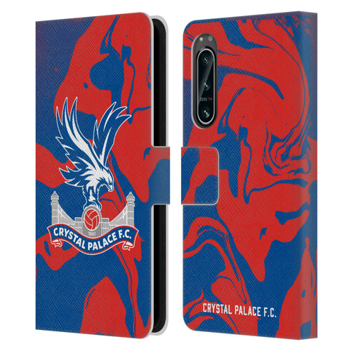 Crystal Palace FC Crest Red And Blue Marble Leather Book Wallet Case Cover For Sony Xperia 5 IV