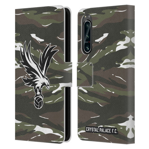 Crystal Palace FC Crest Woodland Camouflage Leather Book Wallet Case Cover For Sony Xperia 5 IV