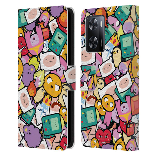 Adventure Time Graphics Pattern Leather Book Wallet Case Cover For OPPO A57s