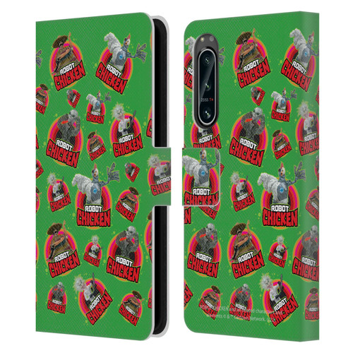 Robot Chicken Graphics Icons Leather Book Wallet Case Cover For Sony Xperia 5 IV