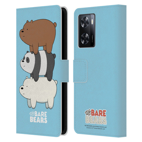 We Bare Bears Character Art Group 3 Leather Book Wallet Case Cover For OPPO A57s