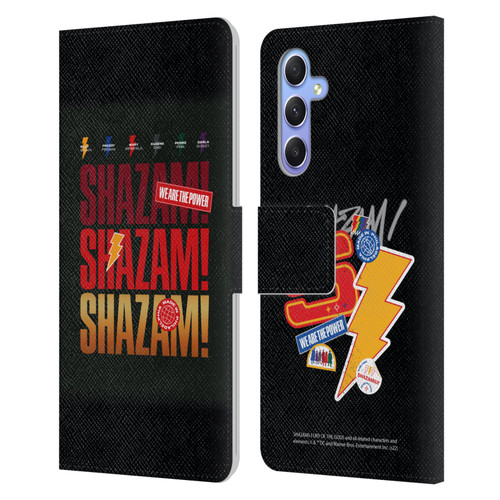 Shazam!: Fury Of The Gods Graphics Logo Leather Book Wallet Case Cover For Samsung Galaxy A34 5G