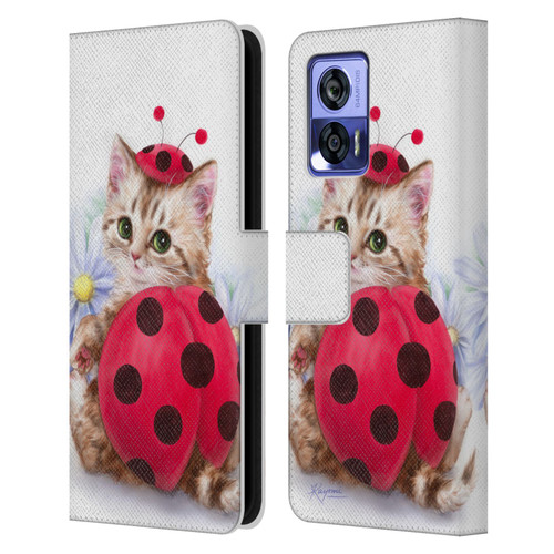 Kayomi Harai Animals And Fantasy Kitten Cat Lady Bug Leather Book Wallet Case Cover For Motorola Edge 30 Neo 5G